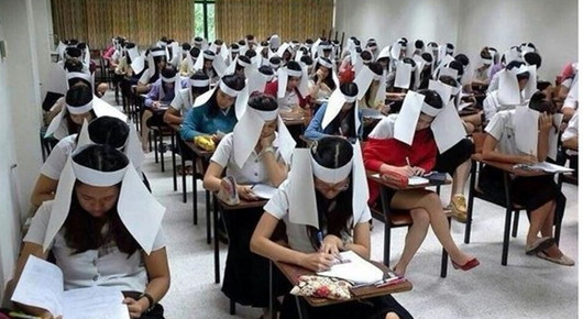 泰國考生戴“防作弊帽”