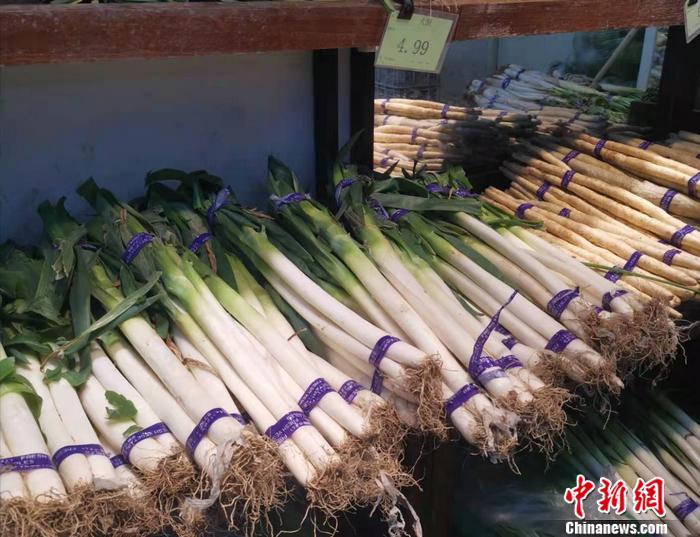 圖為北京西城區(qū)一家超市內(nèi)售賣的大蔥。 謝藝觀 攝