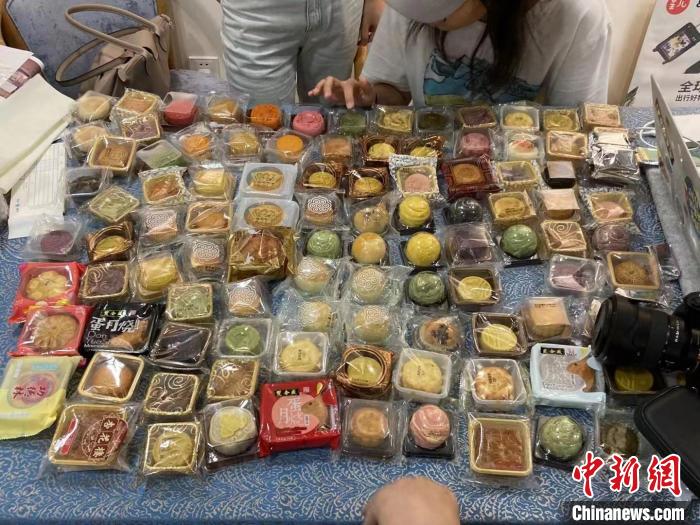 活動(dòng)組織者正在清點(diǎn)民眾捐贈(zèng)的月餅?！懊魅罩贰毙袆?dòng)小組供圖